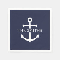 Nautical Navy Blue Anchor Personalised Family Name