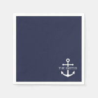 Nautical Navy Blue Anchor Personalised Family Name
