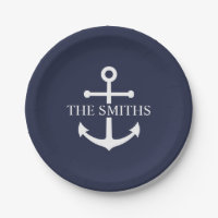 Nautical Navy Blue Anchor Personalised Family Name