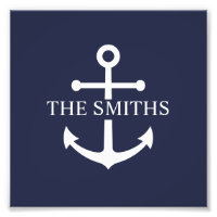 Nautical Navy Blue Anchor Personalised Family Name