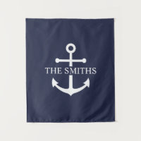 Nautical Navy Blue Anchor Personalised Family Name