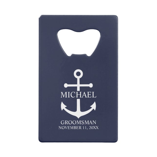 Nautical Navy Blue Anchor Personalised Groomsmen (Front)