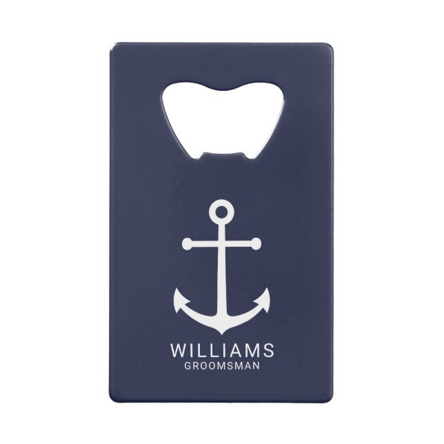 Nautical Navy Blue Anchor Personalised Groomsmen (Front)