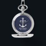 Nautical Navy Blue Anchor Personalised Groomsmen<br><div class="desc">Nautical Personalised Groomsmen Gift
This design features white anchor and personalised groomsman's name with title in white classic serif font style on navy blue background.

Also perfect for best man,  father of the bride and more.</div>