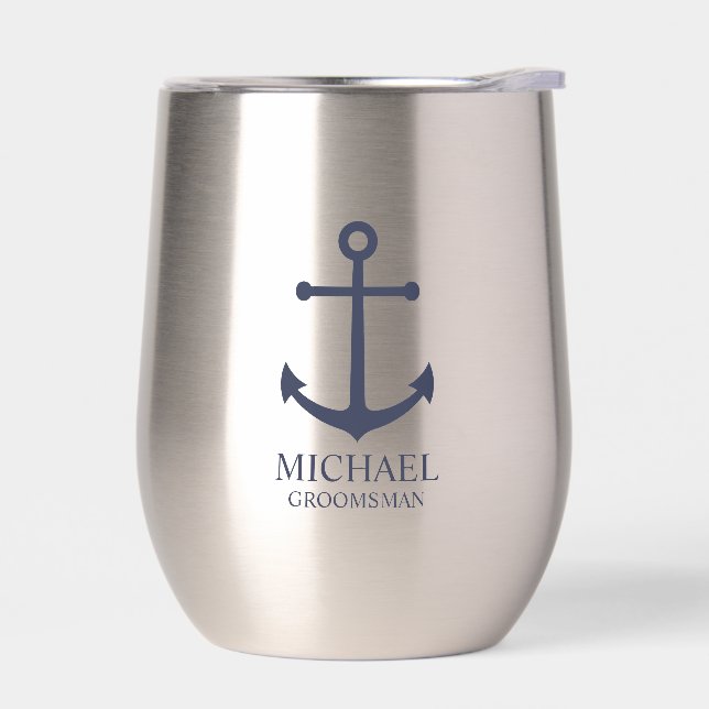 Nautical Navy Blue Anchor Personalised Groomsmen (Left)