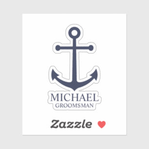 Nautical Navy Blue Anchor Personalised Groomsmen