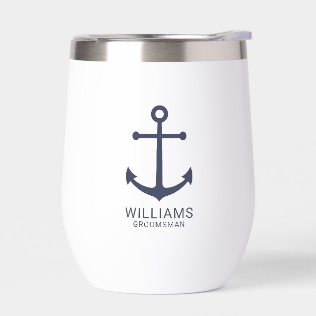 Nautical Navy Blue Anchor Personalised Groomsmen (Left)