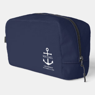 Nautical Navy Blue Anchor Personalised Groomsmen Dopp Kit