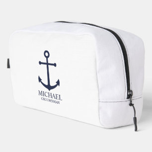 Nautical Navy Blue Anchor Personalised Groomsmen Dopp Kit