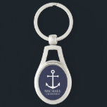 Nautical Navy Blue Anchor Personalised Groomsmen Key Ring<br><div class="desc">Nautical Personalised Groomsmen Gift
This design features white anchor and personalised groomsman's name with title in white classic serif font style on navy blue background.

Also perfect for best man,  father of the bride and more.</div>