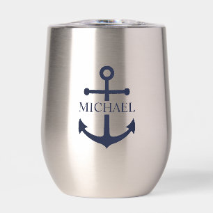 Nautical Navy Blue Anchor Personalised Name