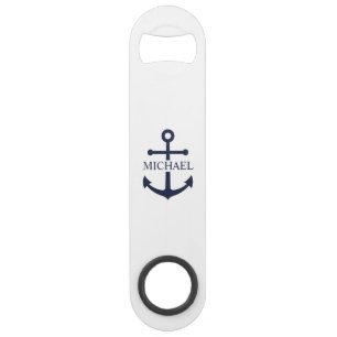 Nautical Navy Blue Anchor Personalised Name