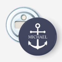 Nautical Navy Blue Anchor Personalised Name