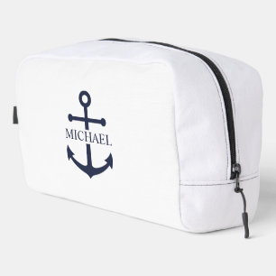 Nautical Navy Blue Anchor Personalised Name Dopp Kit