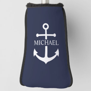 Nautical Navy Blue Anchor Personalised Name Golf Head Cover