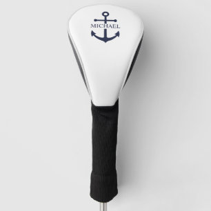 Nautical Navy Blue Anchor Personalised Name Golf Head Cover