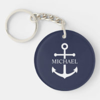 Nautical Navy Blue Anchor Personalised Name