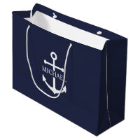 Nautical Navy Blue Anchor Personalised Name