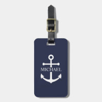 Nautical Navy Blue Anchor Personalised Name