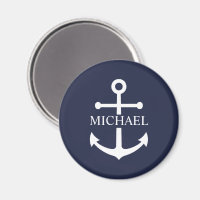 Nautical Navy Blue Anchor Personalised Name