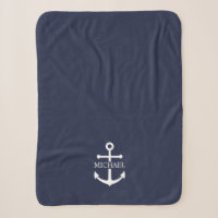 Nautical Navy Blue Anchor Personalised Name