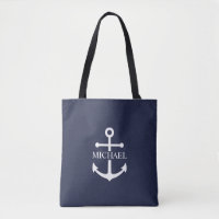 Nautical Navy Blue Anchor Personalised Name