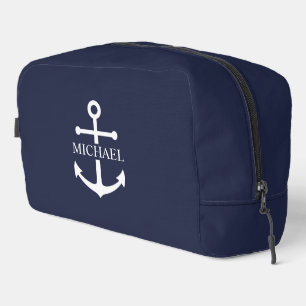 Nautical Navy Blue Anchor Personalized Name Dopp Kit