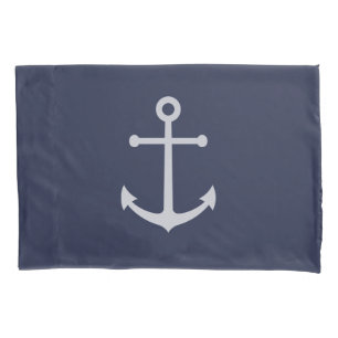 Nautical Navy Blue Anchor Pillowcase