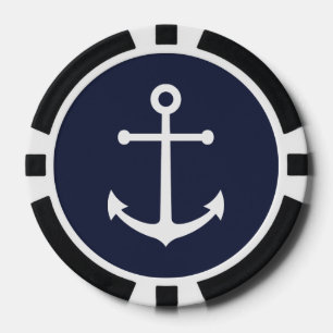 Nautical Navy Blue Anchor Poker Chips