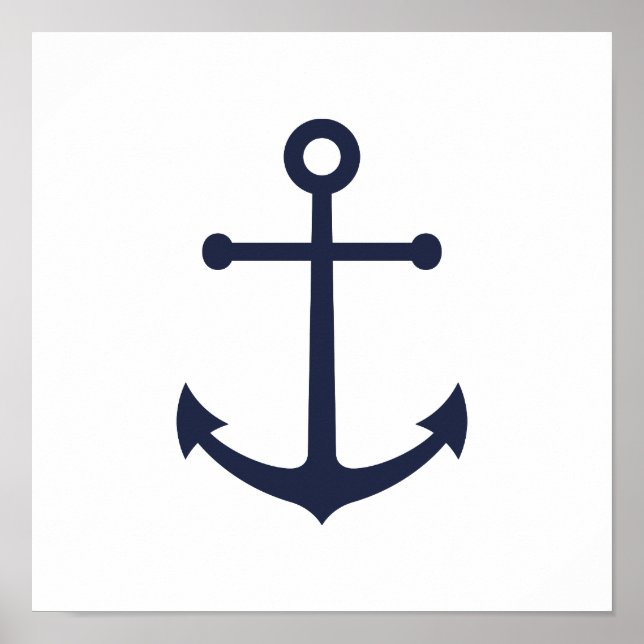Nautical Navy Blue Anchor Poster (Front)