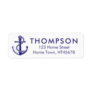 Nautical Navy Blue Anchor Return Address