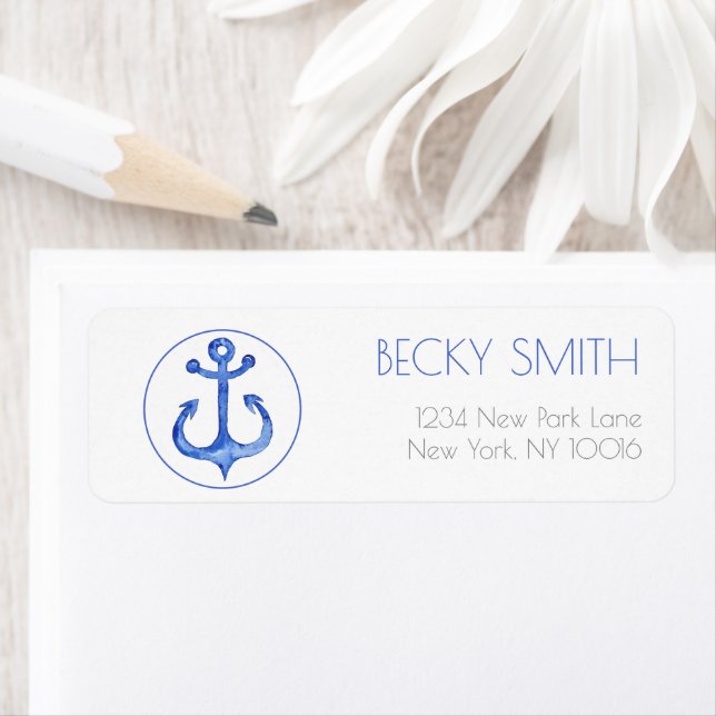 Nautical Navy Blue Anchor | Return Address Labels (Insitu)