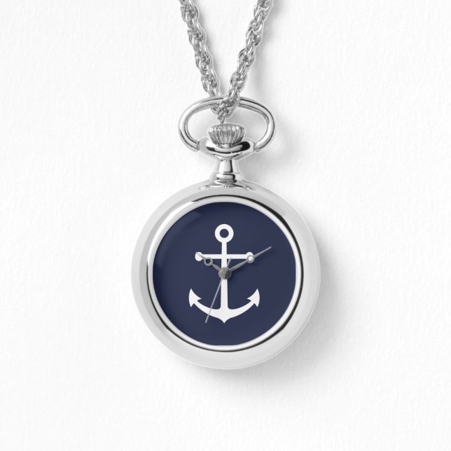 Nautical Navy Blue Anchor Watch (Front)