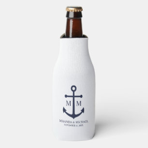 Nautical Navy Blue Anchor Wedding Bottle Cooler