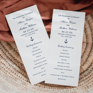 Nautical Navy Blue Anchor Wedding Ceremony Programme