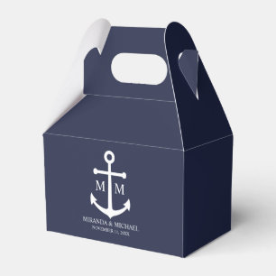 Nautical Navy Blue Anchor Wedding Favour Box
