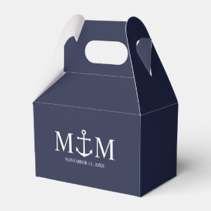 Nautical Navy Blue Anchor Wedding Favour Box