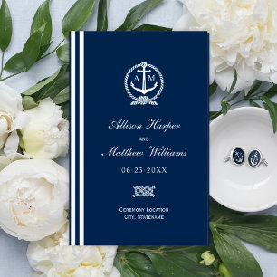 Nautical Navy Blue Anchor Wedding Monogram