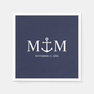 Nautical Navy Blue Anchor Wedding Napkin