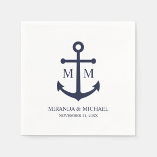 Nautical Navy Blue Anchor Wedding Napkin