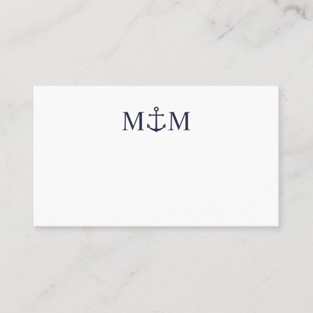 Nautical Navy Blue Anchor Wedding Place Card (Front)