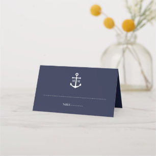 Nautical Navy Blue Anchor Wedding Place Card