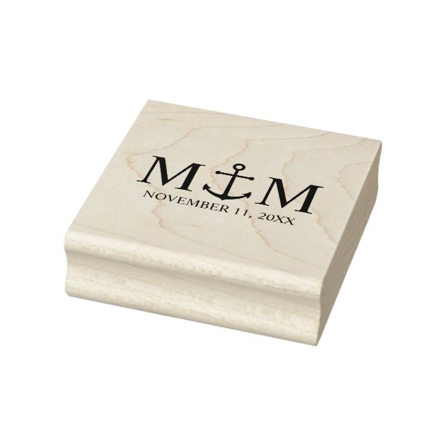 Nautical Navy Blue Anchor Wedding Rubber Stamp (Stamp)
