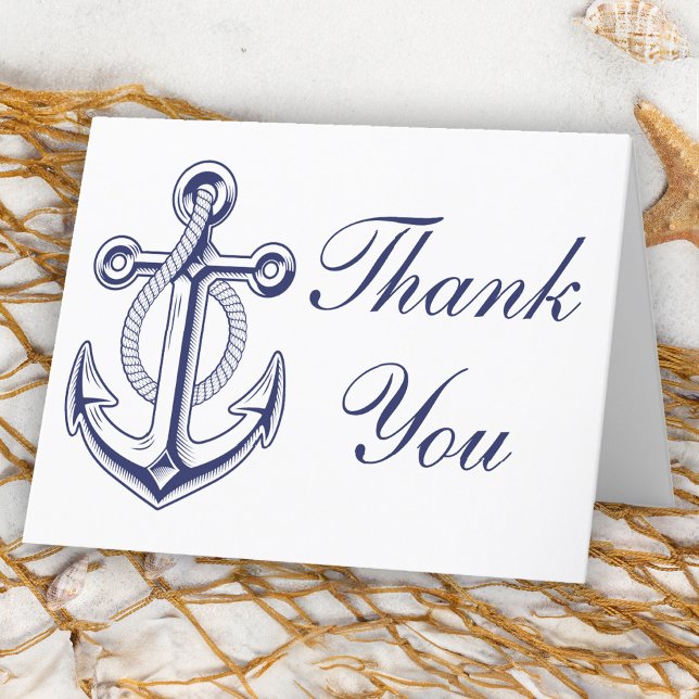 Nautical Navy Blue Anchor Wedding Thank You (Creator Uploaded)