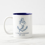 Nautical Navy Blue Anchor Wedding Two-Tone Coffee Mug<br><div class="desc">A nautical navy blue wedding mug. Makes a perfect gift for the newlyweds with a nautical themed wedding. Designed for you by Blackberry Boulevard.</div>