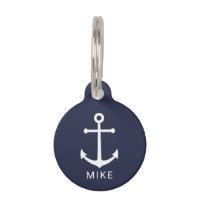 Nautical Navy Blue Anchor with Custom Name Pet ID