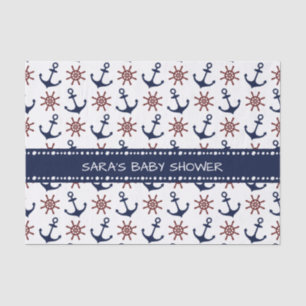 Nautical Navy Blue and red Anchor rudder pattern Tissue Paper