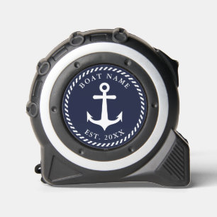Nautical Navy Blue and White Anchor Boat Name 1