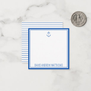 Nautical Navy Blue and White Anchor Personalised Card