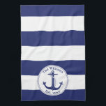 Nautical Navy Blue and White Striped Tea Towel<br><div class="desc">This simple navy blue and white striped towel will add a nautical theme to your kitchen. Enjoy!</div>